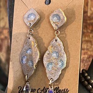 Polymer clay handmade Silver and Blue Earrings